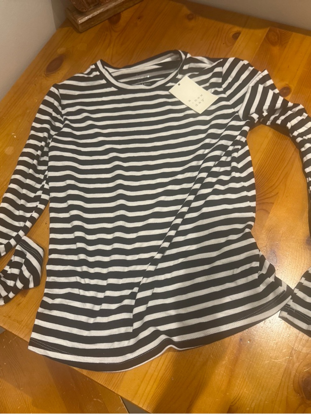 Striped Long-Sleeve Crewneck Top - Black & White from Target
